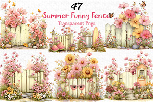 Summer Funny Fence Clipart, an Illustration by Craft Nest