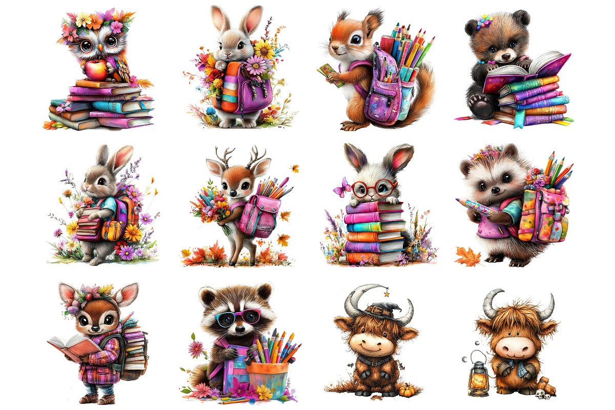Woodland School Clipart Design, a Seasonal Illustration by Designking (Photo 2 of 5)