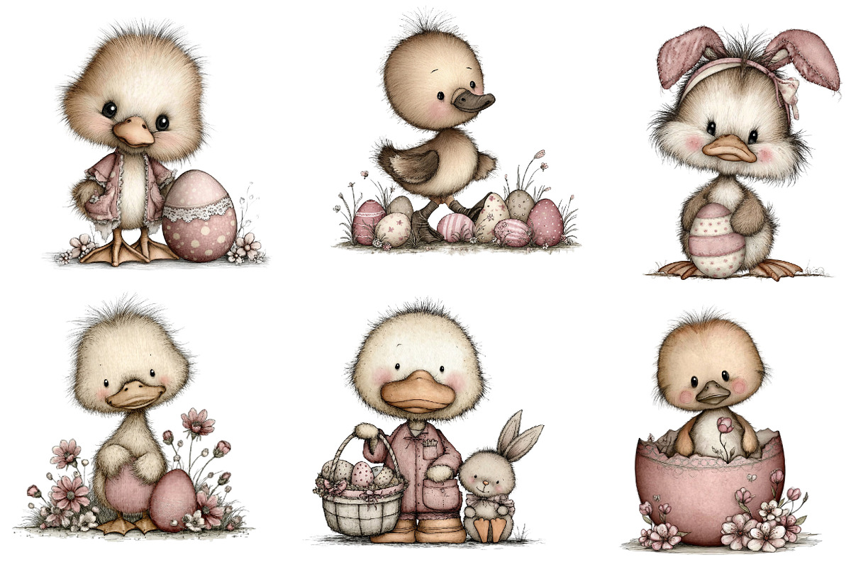 Easter Duck Whimsical Clipart, an Illustration by Dream Creation (Photo 2 of 6)