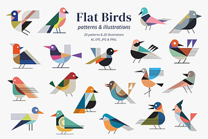 Flat Birds Illustrations & Patterns