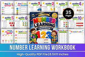 Number Learning Workbook | Math, a Stationery Template by Mustafiz