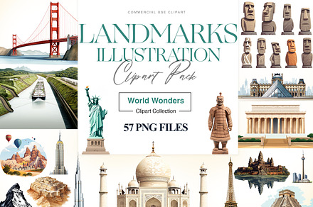 Landmarks Clipart, Pyramids, Travel, an Illustration by BrushstrokeArtGB