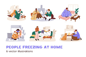 People freezing, shivering from cold, a Person Illustration by Good Studio