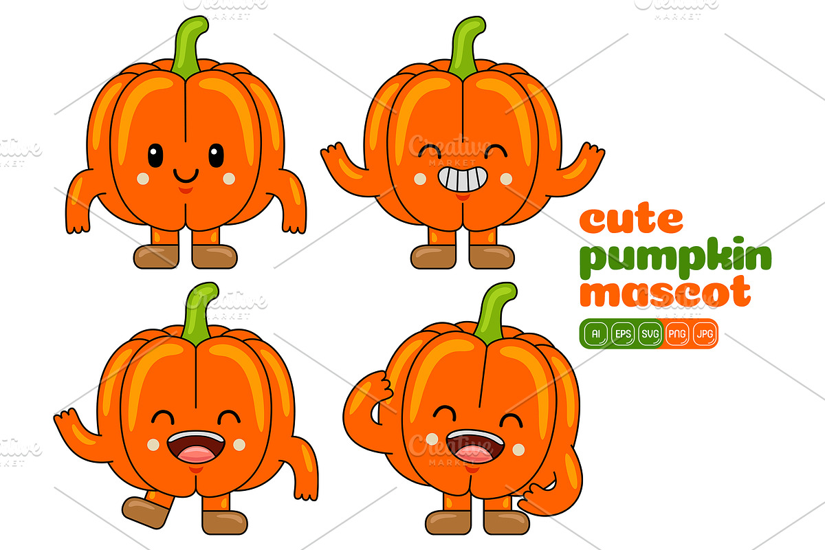 Pumpkin Mascot Vector Pack, an Illustration by MEDZ (Photo 2 of 5)