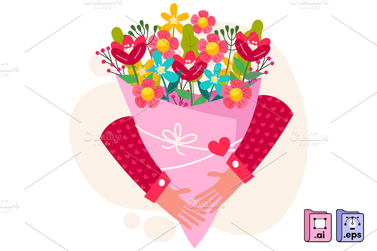 Romantic Bouquet Love Illustration, a Seasonal Illustration by MISS CHATZ (Photo 1 of 3)