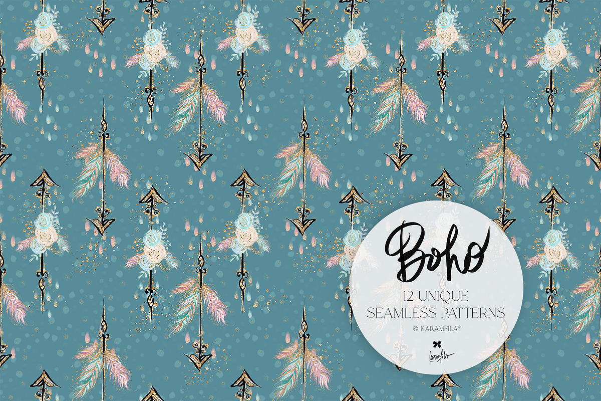 Boho Tribal Animal Seamless Patterns, a Pattern Graphic by KaramfilaS (Photo 10 of 19)