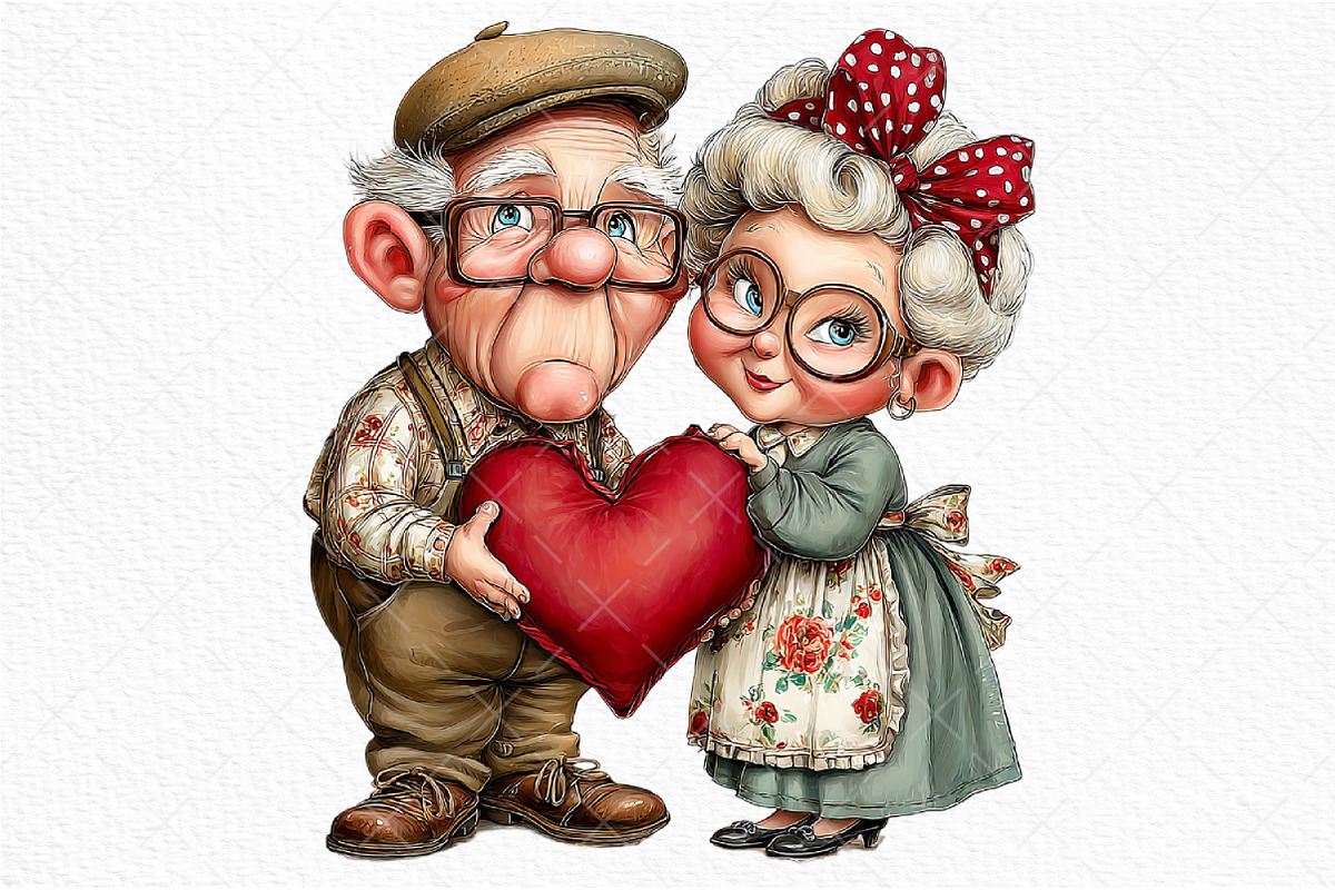 Romantic Elderly Couple Png Bundle, an Illustration by Craft Nest (Photo 11 of 11)