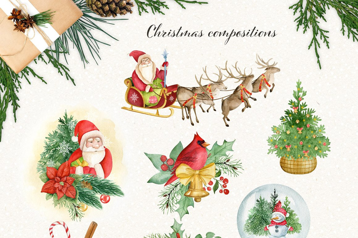 Christmas Watercolor Bundle, a Food Illustration by JuliaBadeeva (Photo 8 of 18)