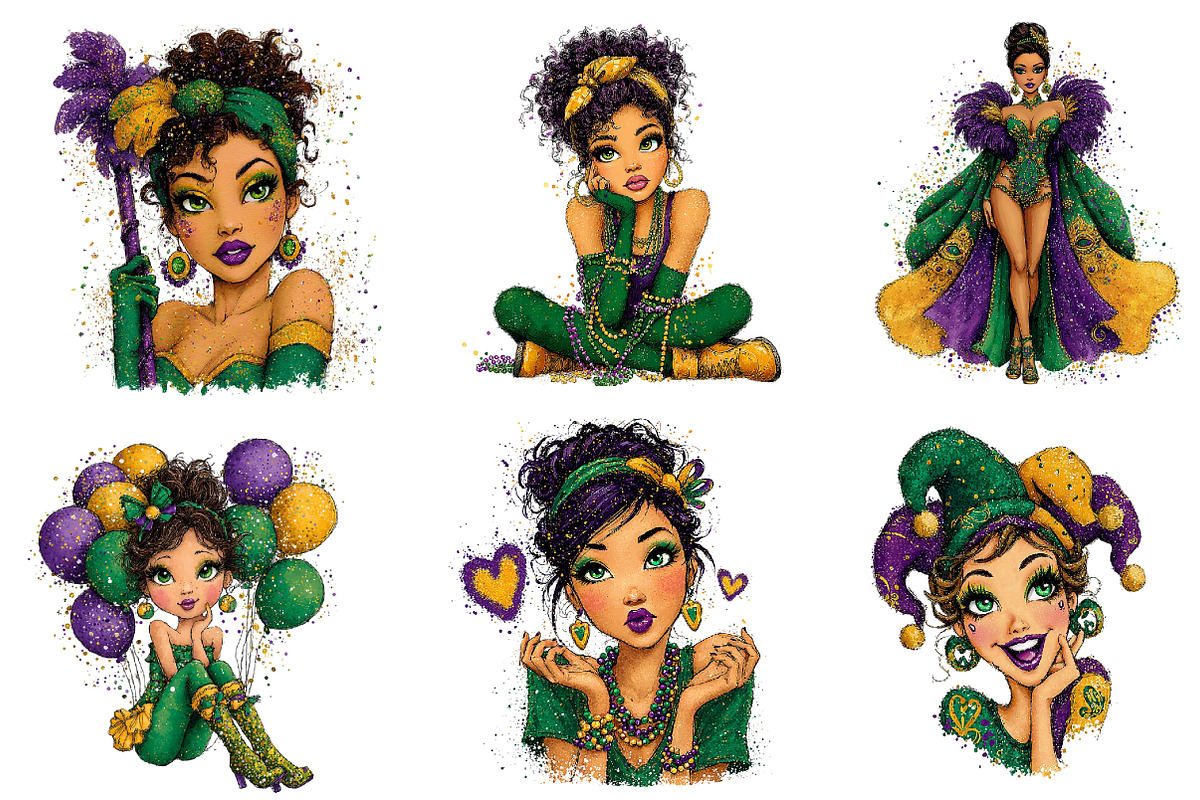 Mardi Grass Girl Clipart, an Illustration by Dream Creation (Photo 2 of 6)