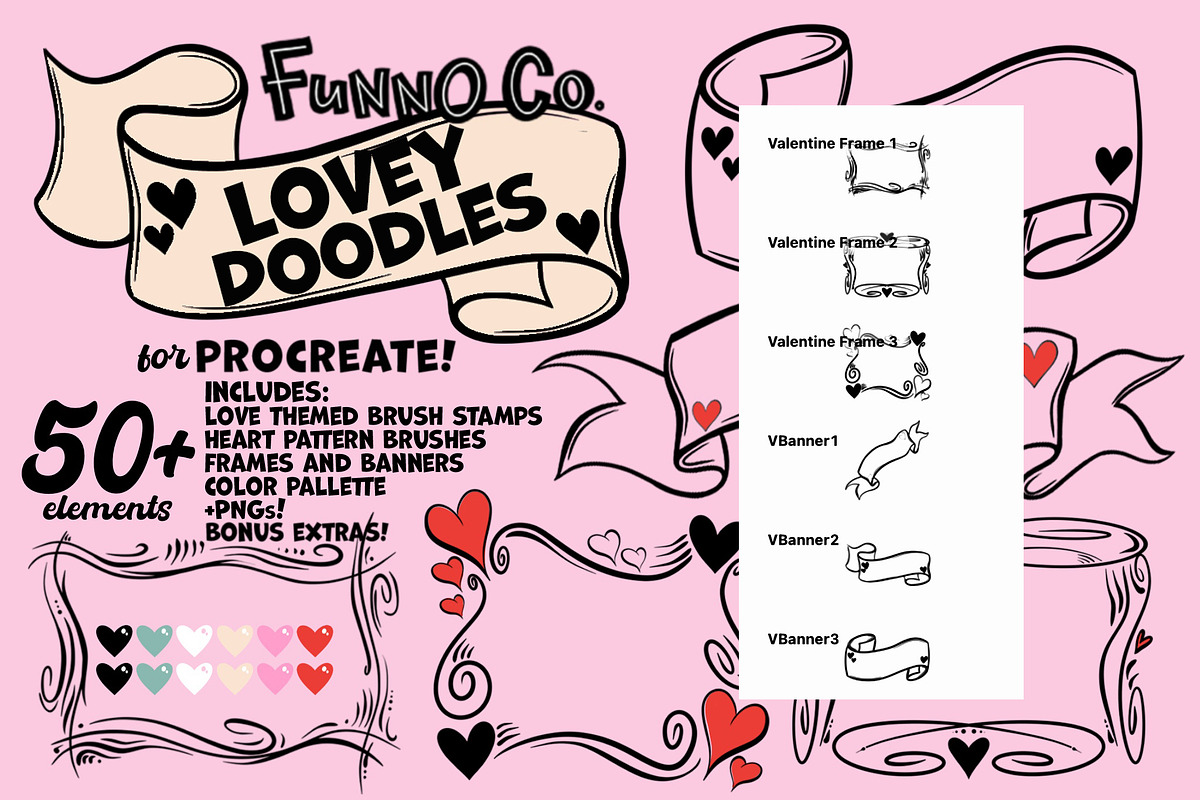Love Doodles Procreate Brush Pack, a Brush Add-On by Funno Co. (Photo 5 of 7)