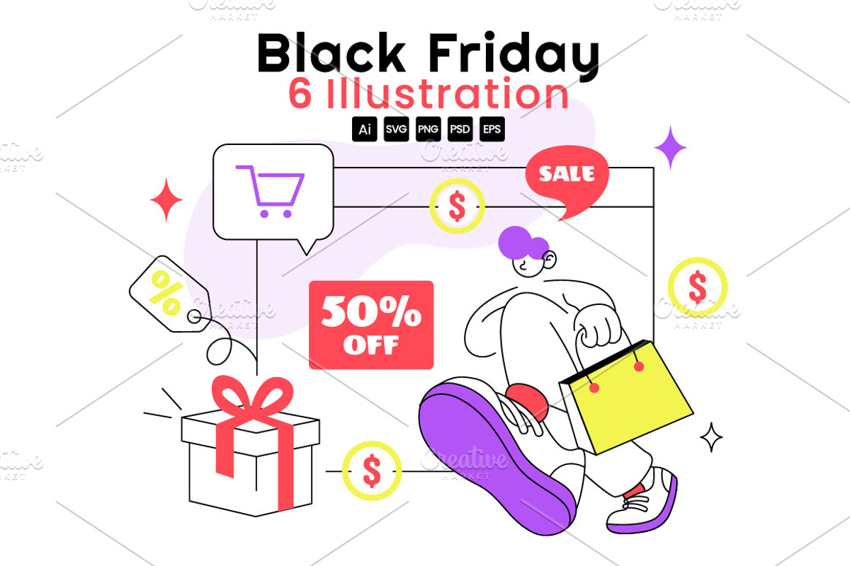 6 Black Friday Illustration, a Finance Illustration by denayunebgt (Photo 1 of 3)