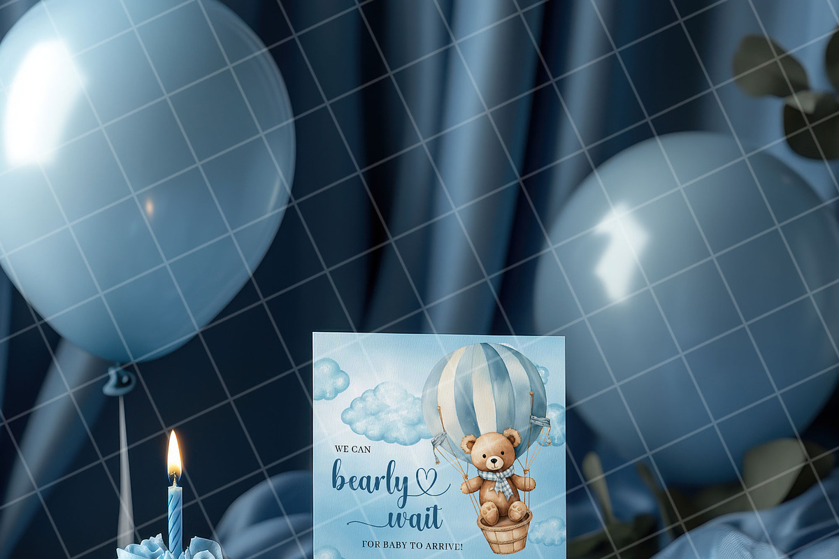 Boy birthday invitation card mockup, an Advertising Mockup by Blush Roses Print (Photo 7 of 7)
