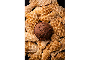 Chocolate ice cream scoop with, a Background Photo by Yulia Furman