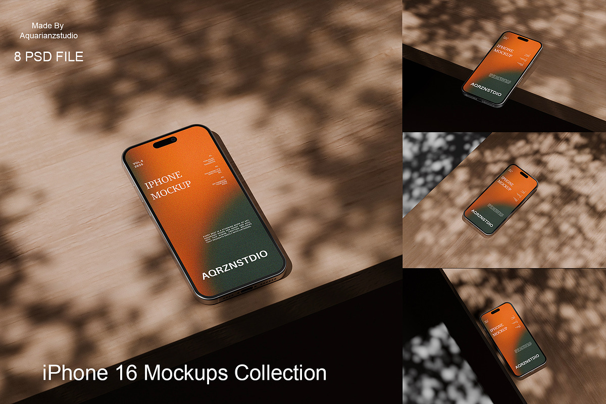 iPhone 16 Mockups Collection, an iPhone Mockup by Aquarianz Studio (Photo 1 of 4)