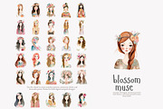 Watercolor boho women clipart set, a Decorative Illustration by Patishop Art (Thumbnail 6 of 11)