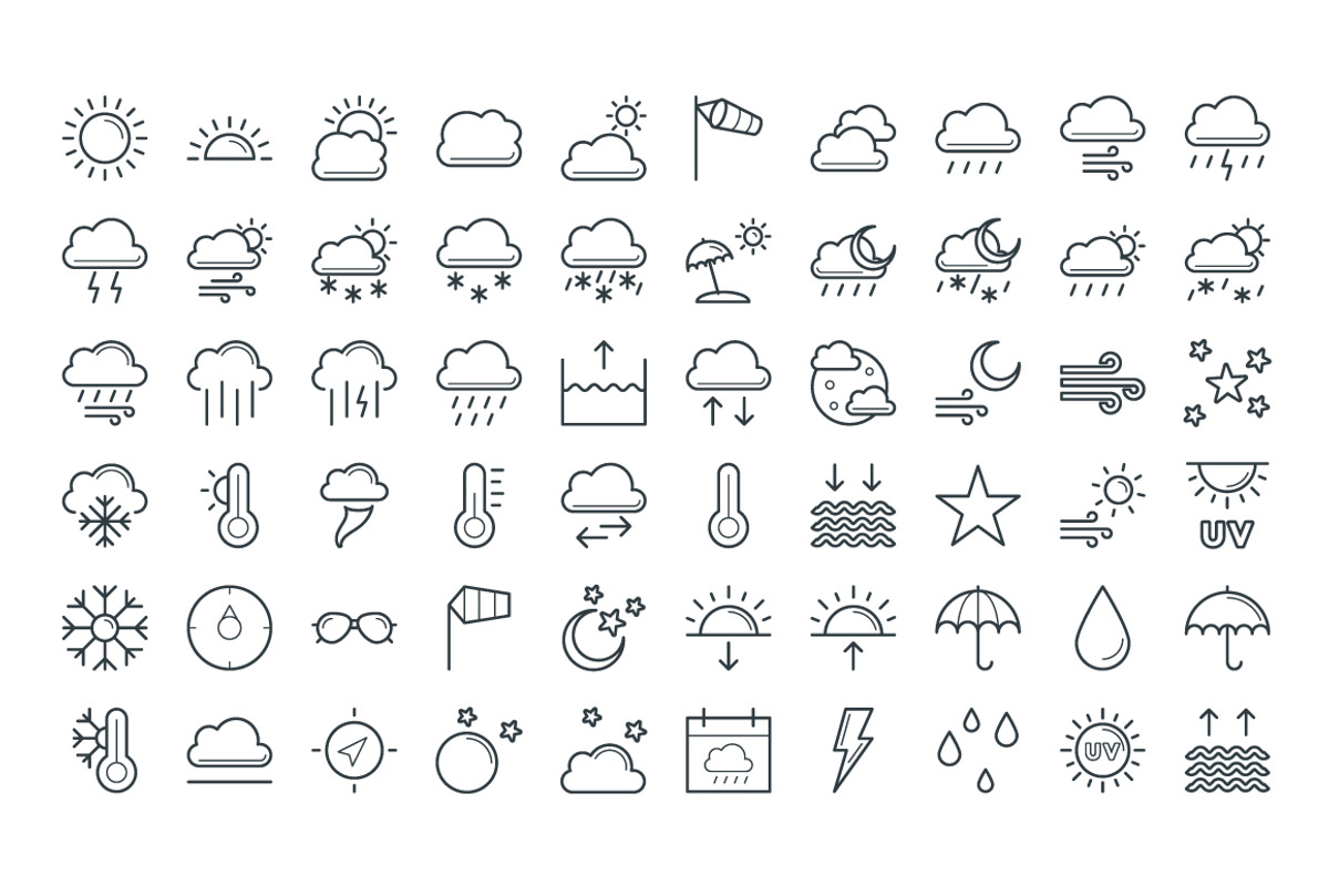 50+ Weather Vector Icons, an Outline Icon by Vectors Market (Photo 2 of 2)