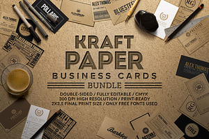 Kraft Paper Business Cards Bundle, a Business Card Template by Marvel