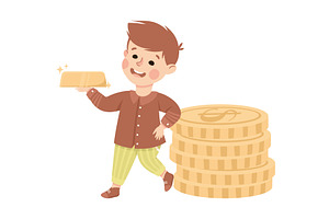 Happy Rich Boy Millionaire with, a Person Illustration by TopVectors