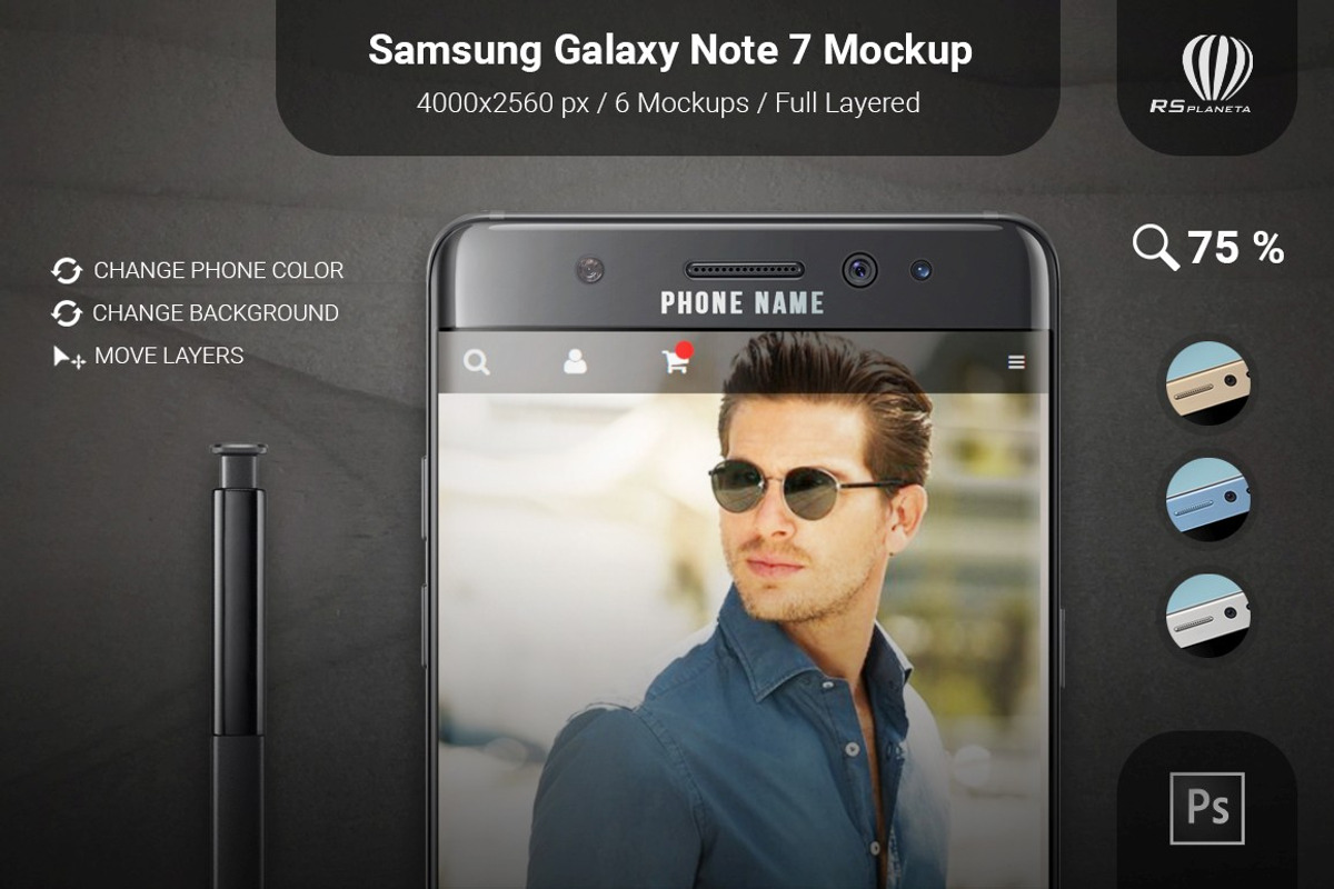 Samsung Galaxy Note 7 Mockup, an Android Mockup by RSplaneta (Photo 3 of 10)