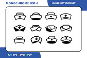 Nurse Hat Icons Set Vector, an Outline Icon by Fontmine Studio (Thumbnail 1 of 3)