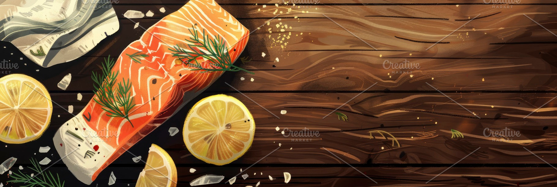 An artistic depiction of a salmon fi, a Photo by LOGOCREATIVE