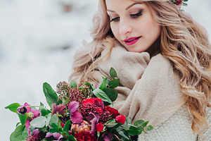 A young girl of slavic appearance with a wreath of wildflowers beautiful