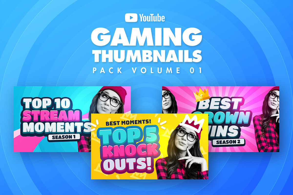 Gaming Youtube Thumbnails Pack 01, a Social Media Template by Odin_Design