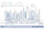 City Skyline Line Art Graphic Kit, an Education Illustration by Pingebat (Thumbnail 2 of 4)