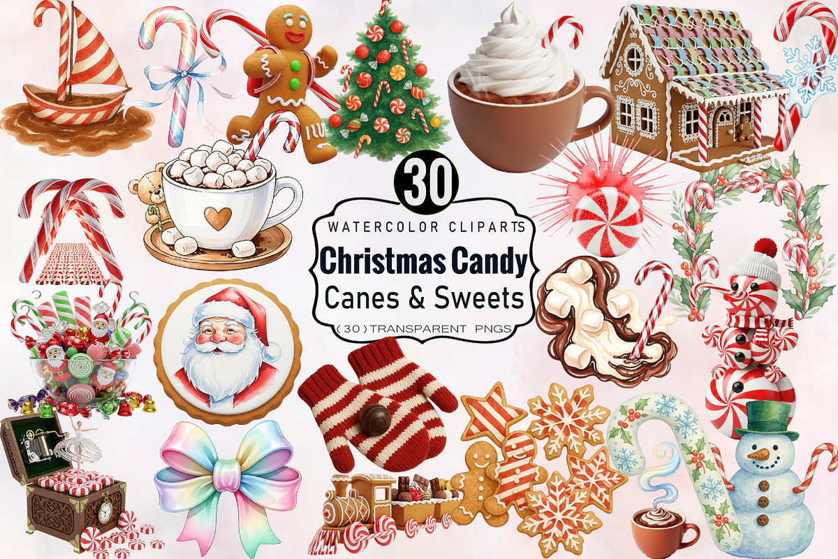 Christmas Candy Canes & Sweets Clipa, an Illustration by SVGArt (Photo 1 of 8)