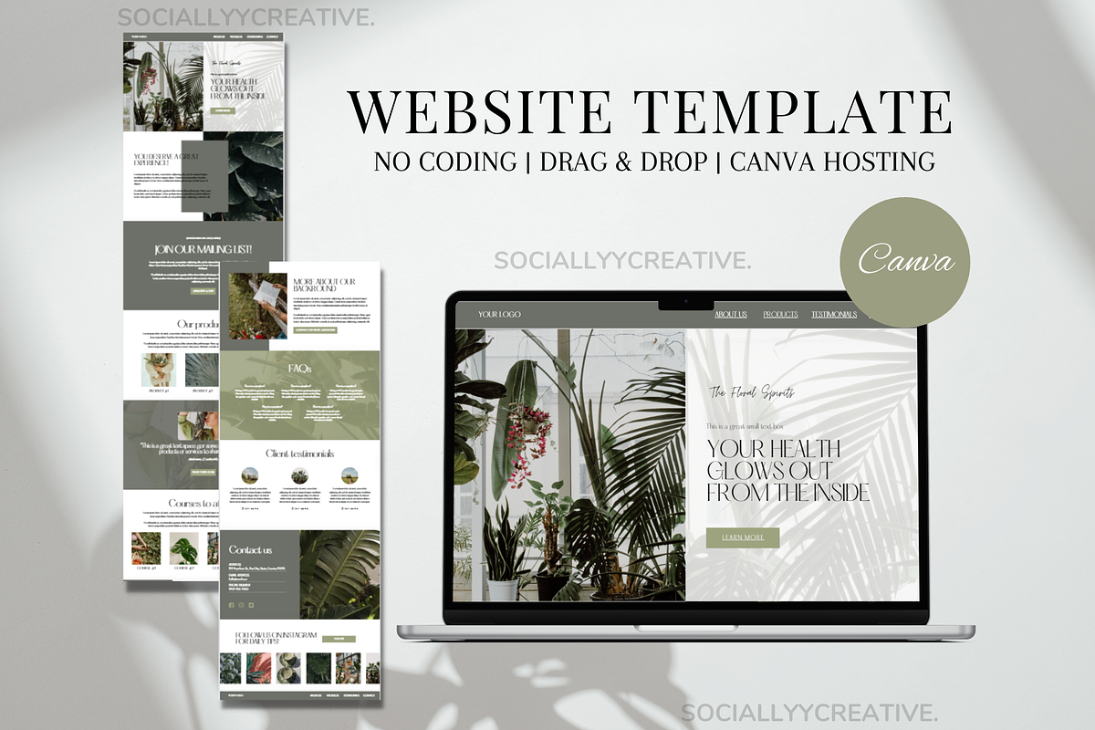 Floral Themed Canva Website Template, a Marketing Template by SociallyyCreative (Photo 1 of 10)