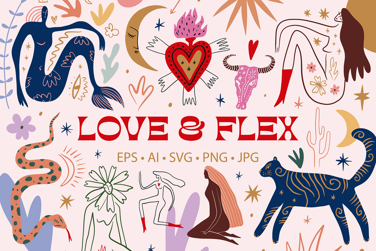 Love and Flex Bundle, an Animal Illustration by Annie Konst (Photo 1 of 20)
