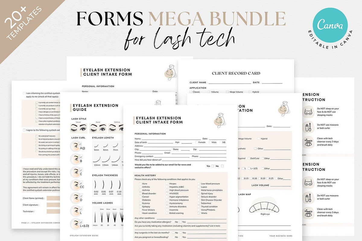 Editable Eyelash Extensions Forms, a Websites & App Template by SwitzerShop (Photo 1 of 8)