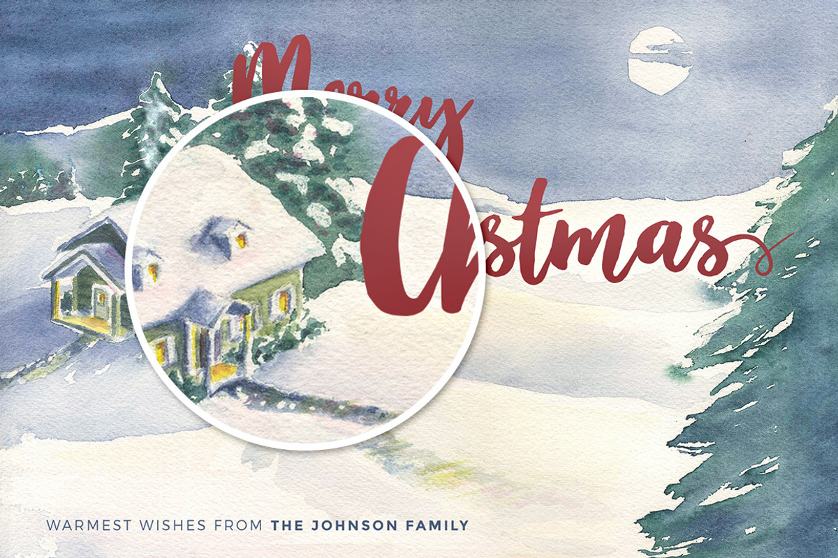 Watercolor Christmas Card Template 4, a Card Template by Design Panoply (Photo 3 of 3)