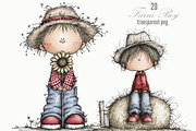Whimsical Farm Boy Clipart, a Person Illustration by Designking (Thumbnail 1 of 5)