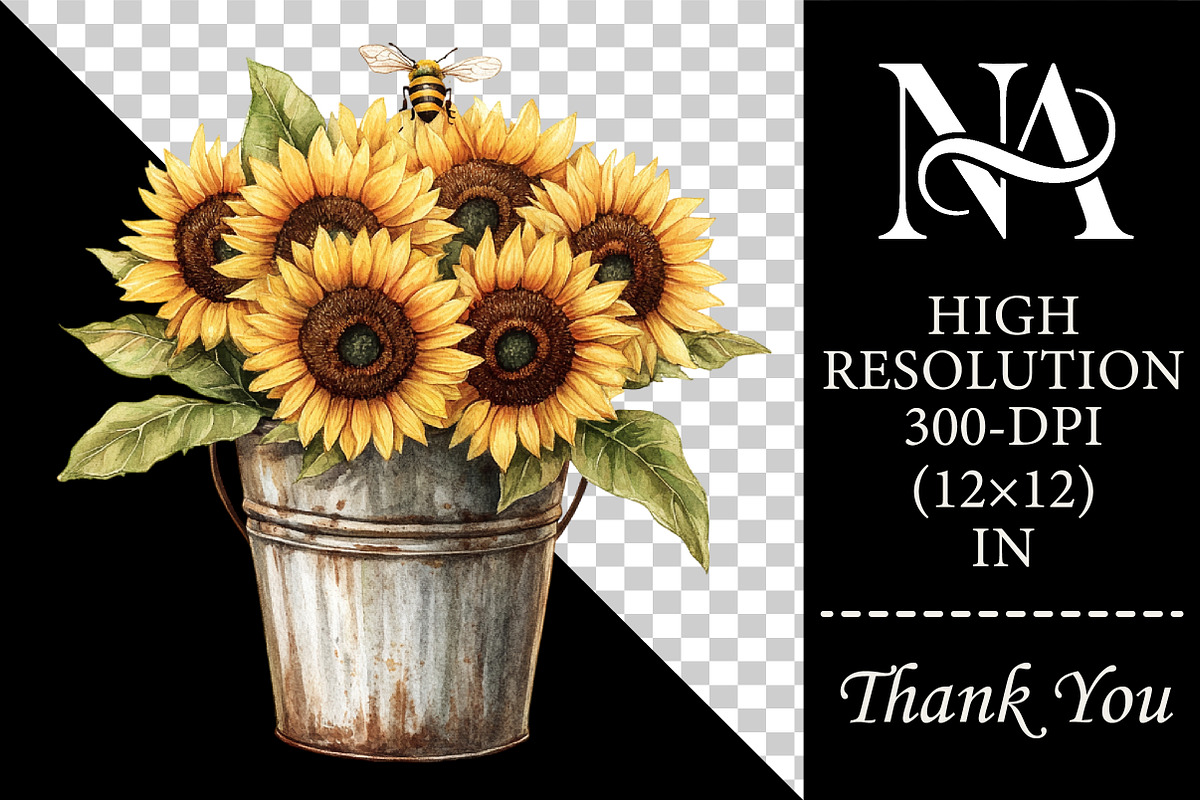 Cute Bee and Sunflower Clipart, an Illustration by RobertsArt (Photo 2 of 6)