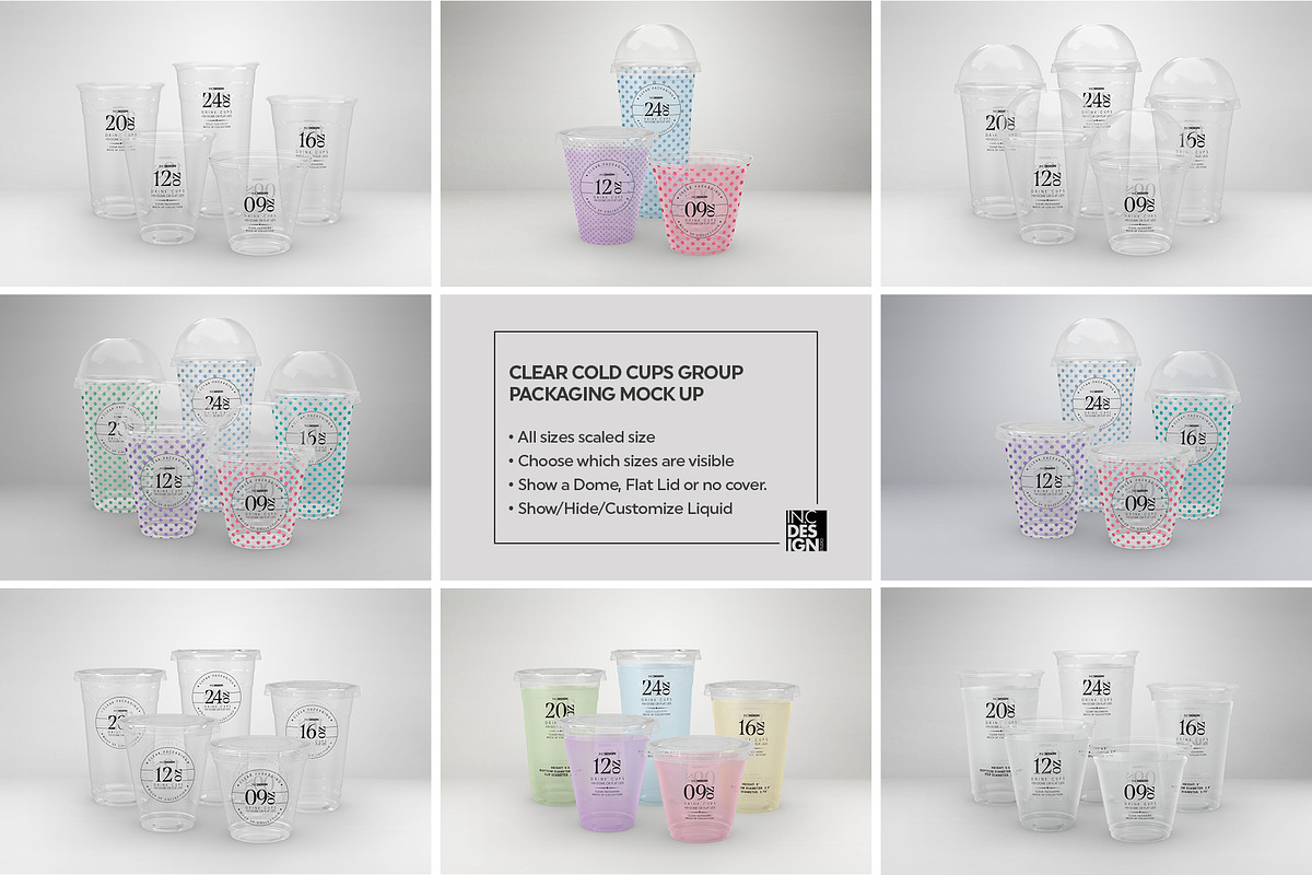 Clear Cold Drink Cups Mockup, a Cups & Container Mockup by INCDesign (Photo 4 of 20)