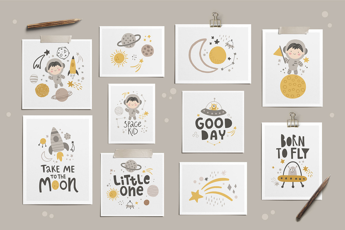 Space Journey Kids clipart set, an Illustration by Leysan Shayak (Photo 5 of 10)