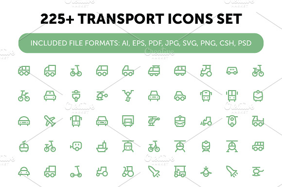 225 Transport Icons Set