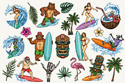 Surfing illustrations set, an Illustration by DGIM studio (Thumbnail 1 of 8)