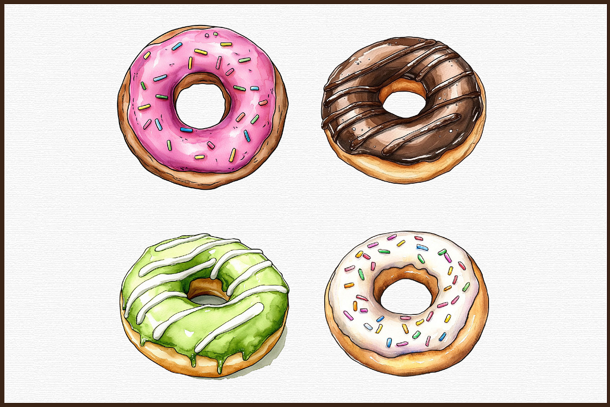 Watercolor Donuts Dessert Clipart, an Illustration by Sublimation Artist (Photo 3 of 6)
