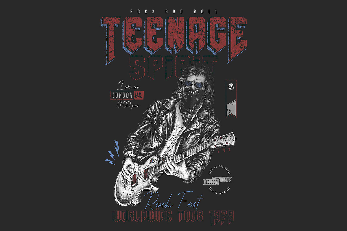 Rock and roll guitarist poster, an Illustration by Goularte Design (Photo 1 of 3)