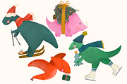 Christmas Dinosaur Illustrations, an Illustration by KJP Designs (Thumbnail 2 of 7)