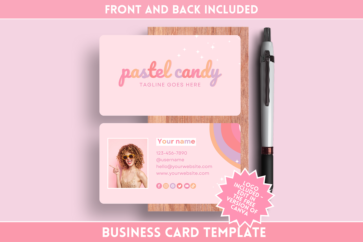 Pastel Business Card, a Business Card Template by SunshineStudioBoutique (Photo 1 of 9)