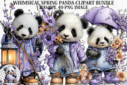 Whimsical Spring Panda Clipart PNG, an Illustration by Canvas Craft (Thumbnail 1 of 7)