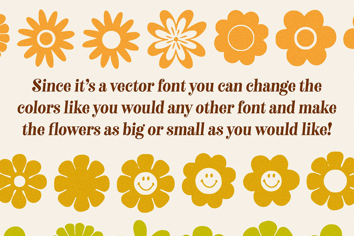 Retro Flowers Illustration Font, a Symbol Font by Dear Darling Design (Photo 5 of 13)