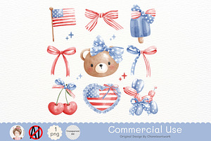 Coquette 4th Of July Bear PNG