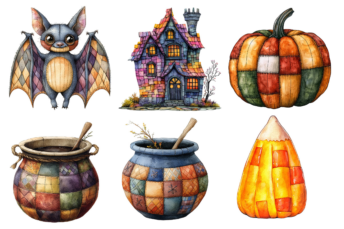 Patchwork Halloween,Clipart, an Illustration by Designworld (Photo 4 of 6)