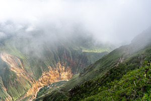 Colca Canyon and river in the mist and clouds, Peru, a Photo by GoodGoods