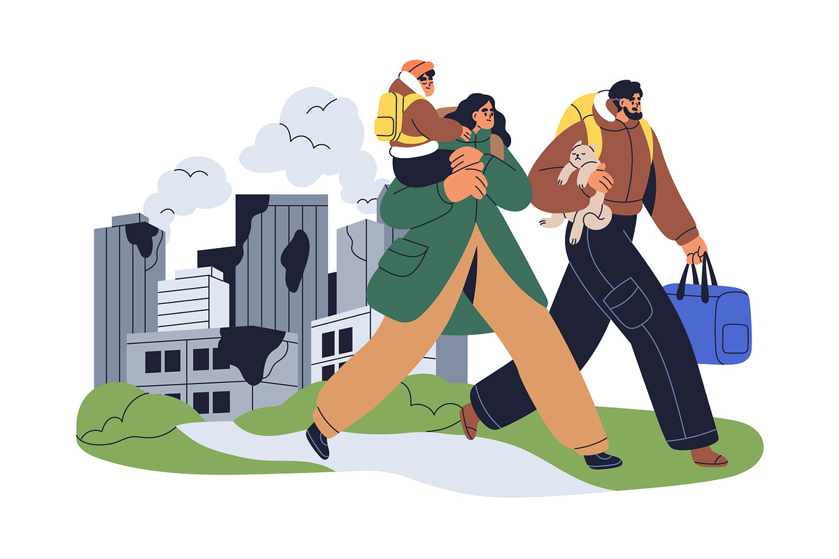 People moving set. Migration concept, a Person Illustration by Good Studio (Photo 9 of 9)