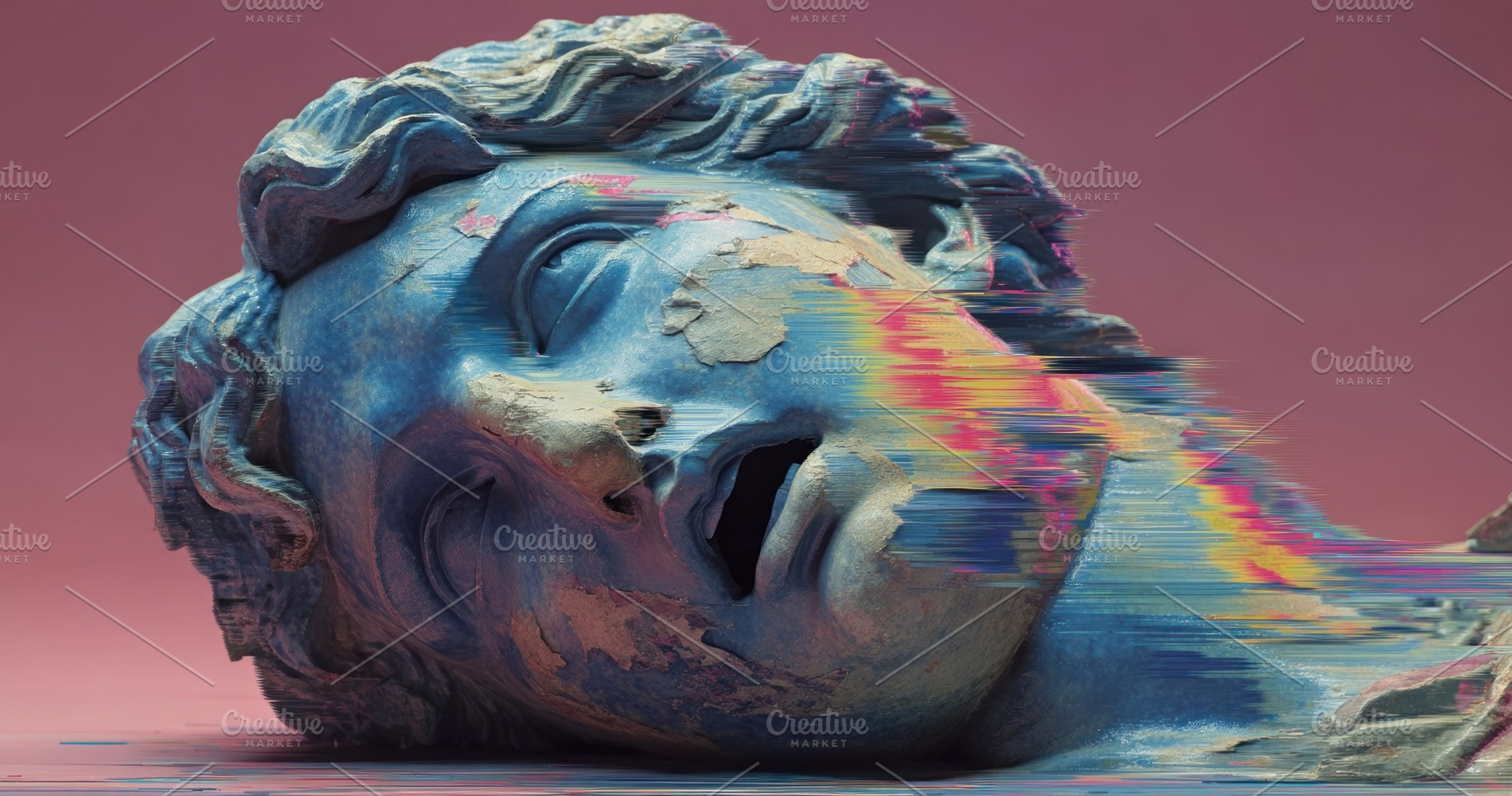 Fragmented classical sculpture head with digital glitch effects, an Abstract Photo by José Manuel Gelpi